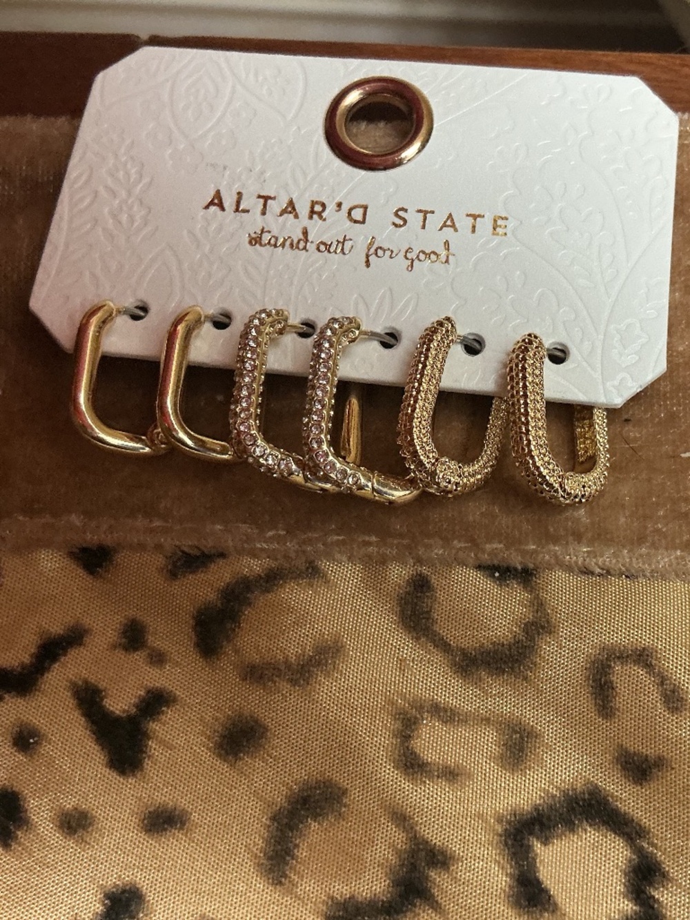NWT ALTAR’D  STATE 4-Pack Goldtone/Rhinestone Pierced Earrings